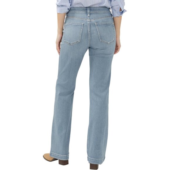 Women's Curvy Fit Trouser Leg Jeans High Rise Ebony Stretch Denim 28w - Picture 3 of 7